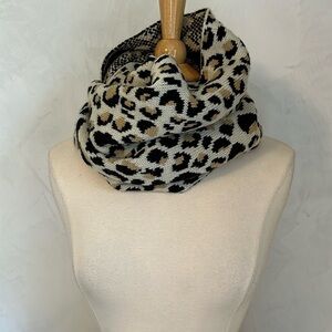 Anne Klein Animal print cream,beige & black infinity Scarf 100%Acrylic one size